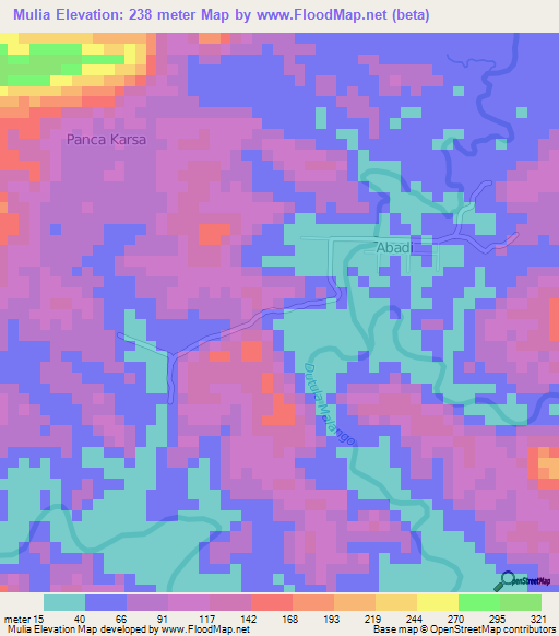 Mulia,Indonesia Elevation Map