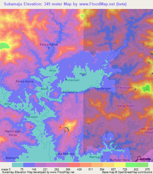 Sukamaju,Indonesia Elevation Map