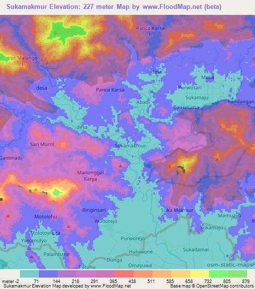 Sukamakmur,Indonesia Elevation Map