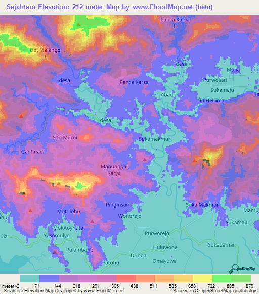 Sejahtera,Indonesia Elevation Map