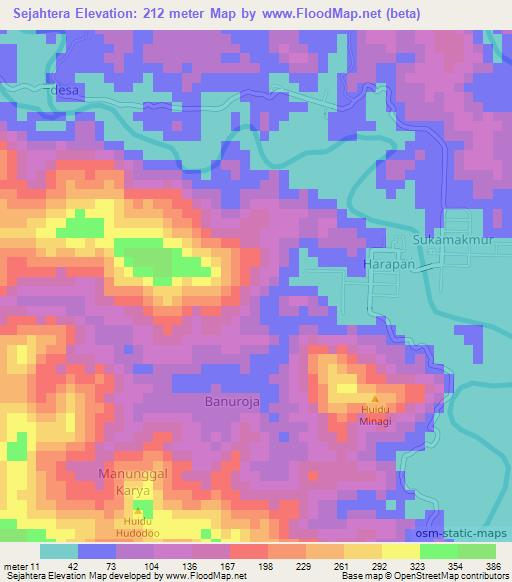 Sejahtera,Indonesia Elevation Map