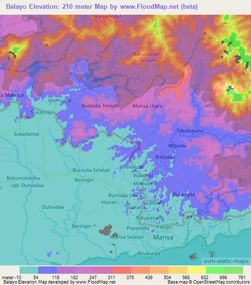 Balayo,Indonesia Elevation Map