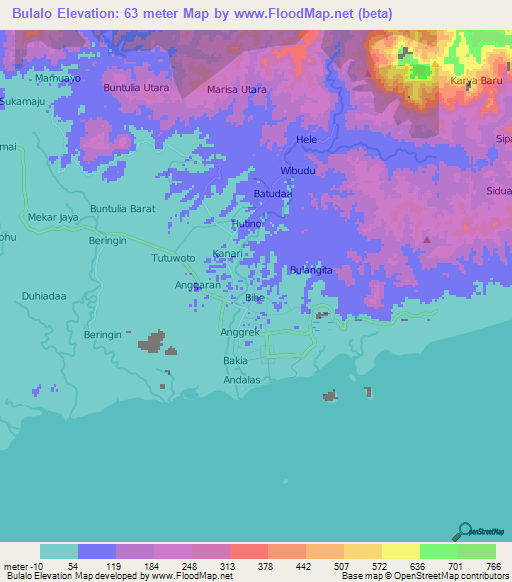 Bulalo,Indonesia Elevation Map