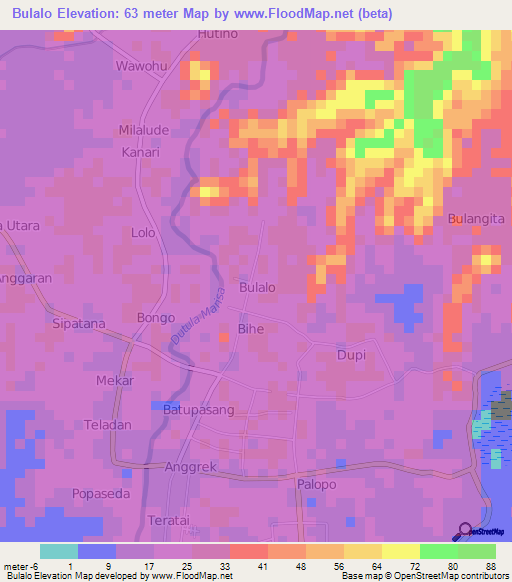 Bulalo,Indonesia Elevation Map