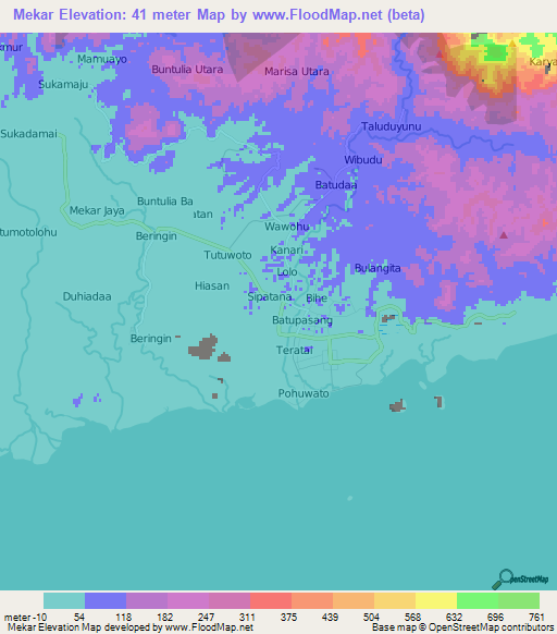 Mekar,Indonesia Elevation Map