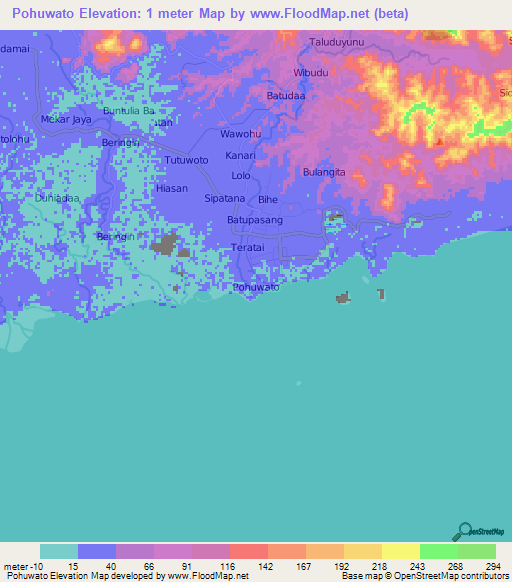 Pohuwato,Indonesia Elevation Map