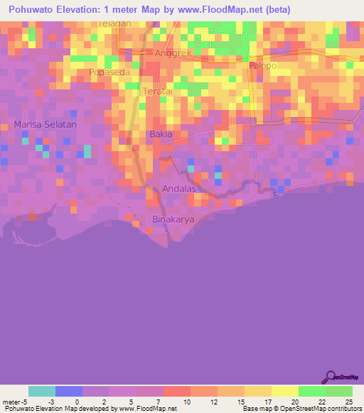 Pohuwato,Indonesia Elevation Map