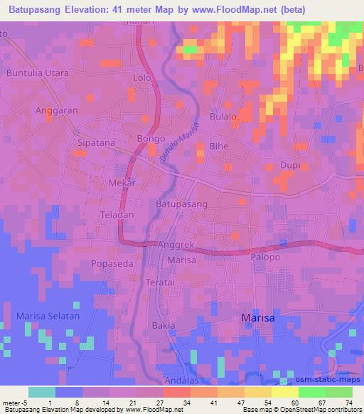 Batupasang,Indonesia Elevation Map