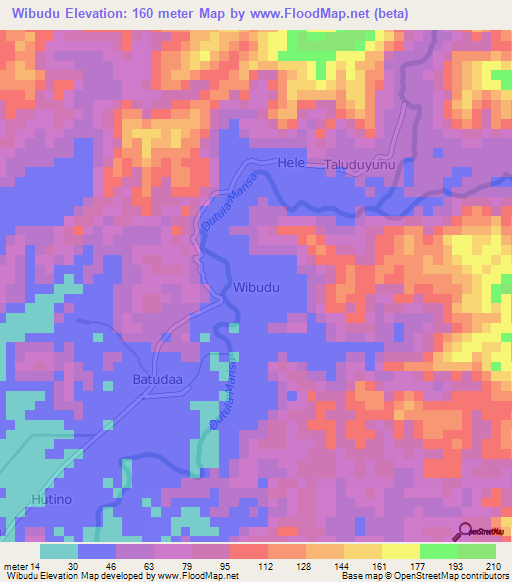 Wibudu,Indonesia Elevation Map