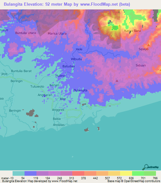 Bulangita,Indonesia Elevation Map