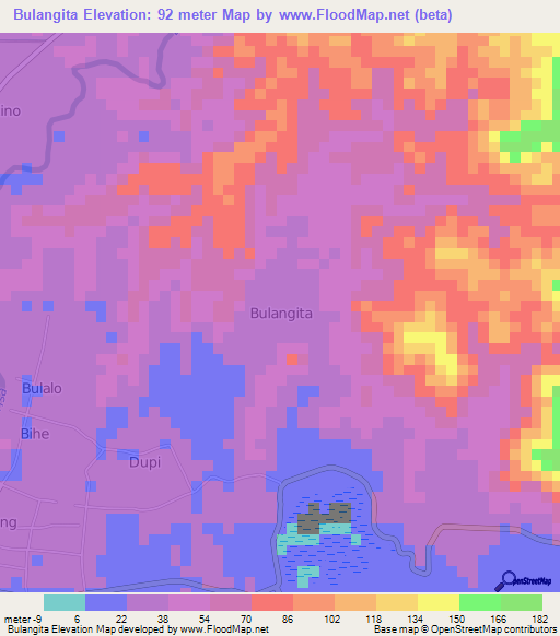 Bulangita,Indonesia Elevation Map