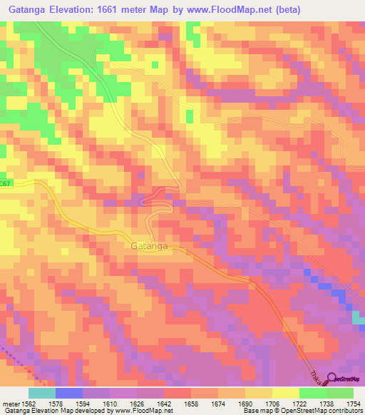 Gatanga,Kenya Elevation Map