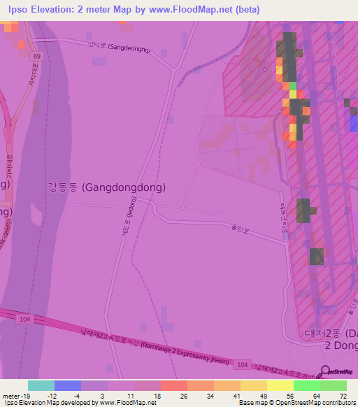 Ipso,South Korea Elevation Map
