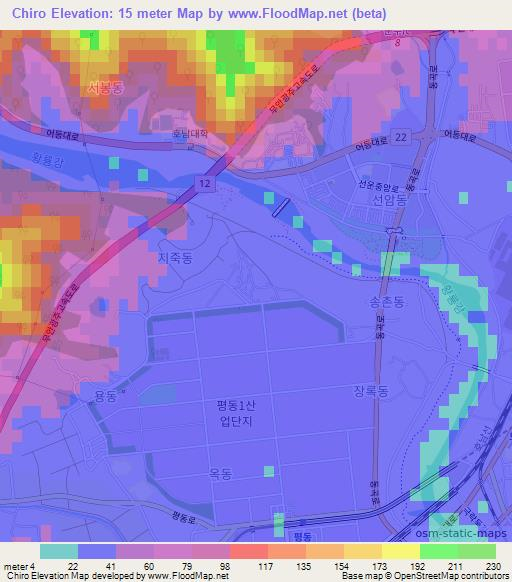 Chiro,South Korea Elevation Map