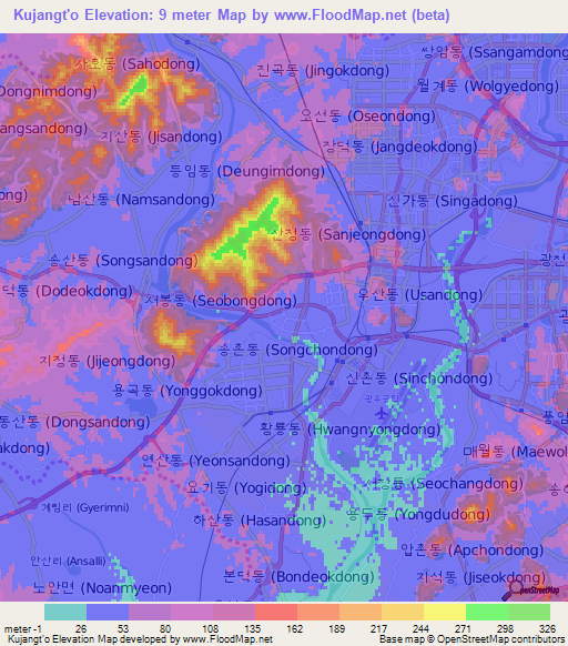 Kujangt'o,South Korea Elevation Map