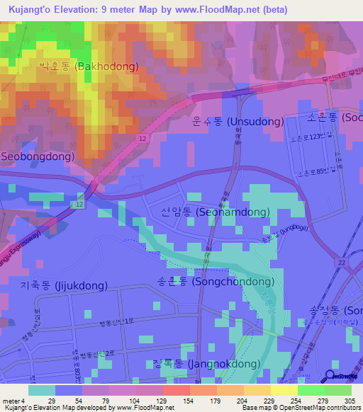 Kujangt'o,South Korea Elevation Map