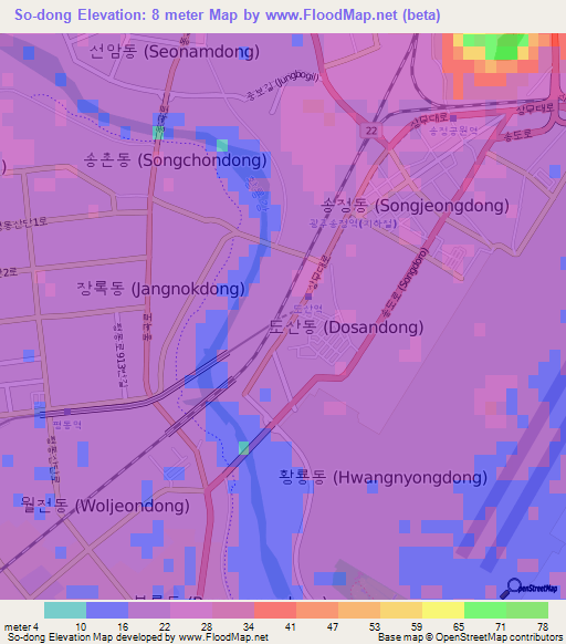 So-dong,South Korea Elevation Map