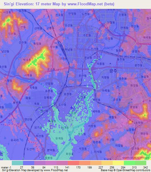 Sin'gi,South Korea Elevation Map