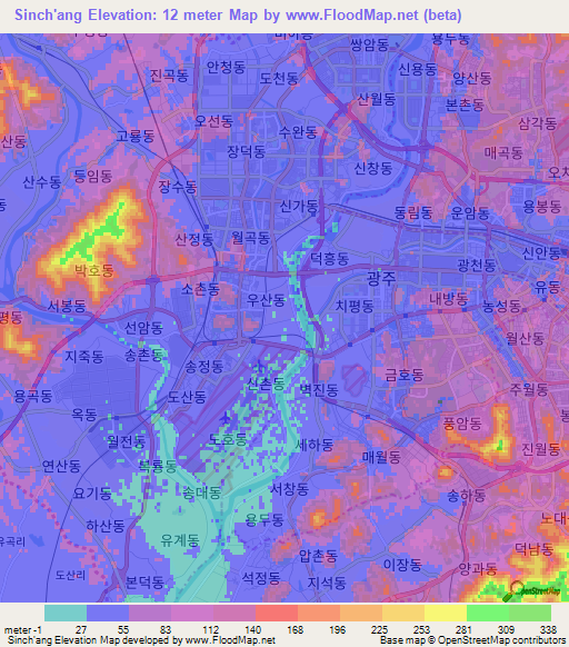 Sinch'ang,South Korea Elevation Map