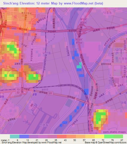 Sinch'ang,South Korea Elevation Map