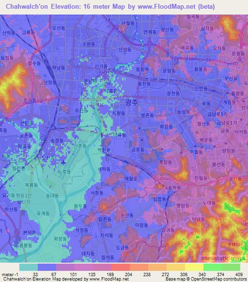 Chahwalch'on,South Korea Elevation Map
