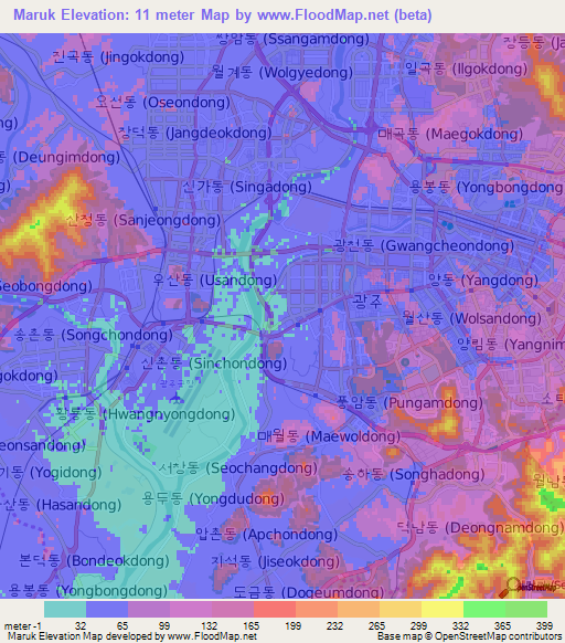 Maruk,South Korea Elevation Map