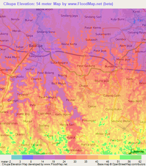 Cikupa,Indonesia Elevation Map