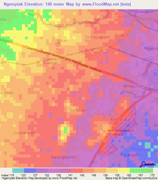 Ngemplak,Indonesia Elevation Map