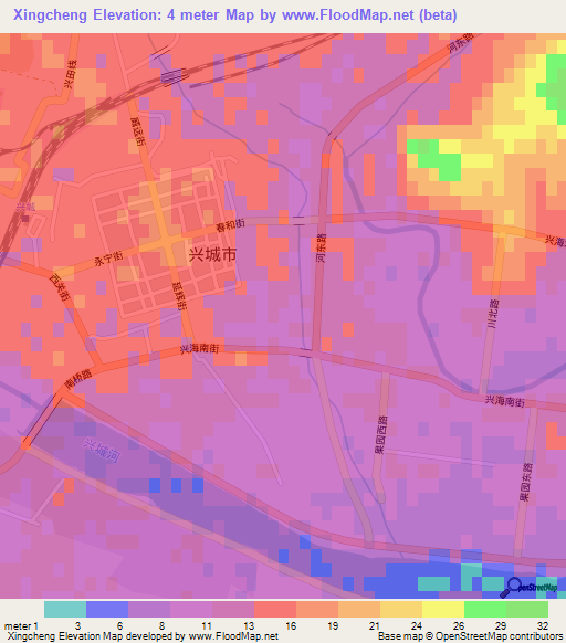 Xingcheng,China Elevation Map