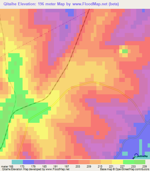 Qitaihe,China Elevation Map