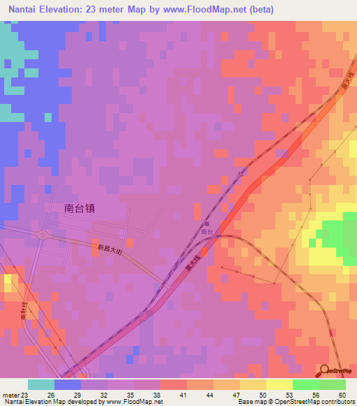 Nantai,China Elevation Map