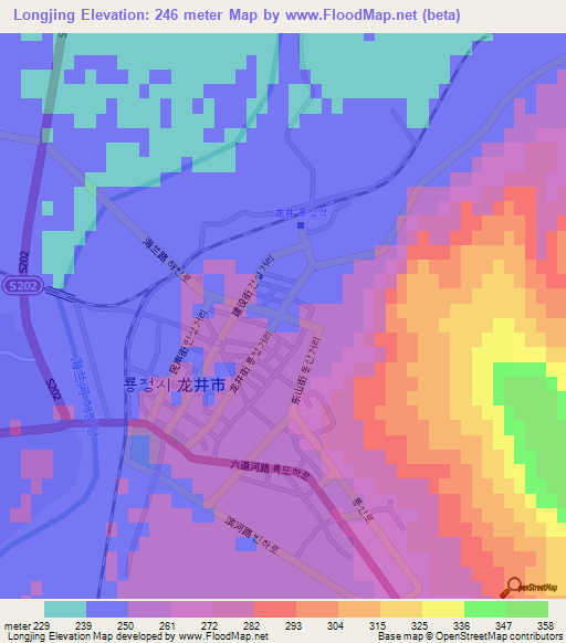 Longjing,China Elevation Map