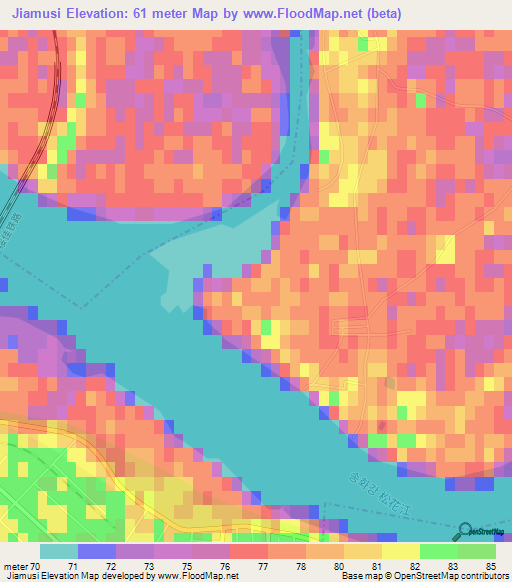 Jiamusi,China Elevation Map