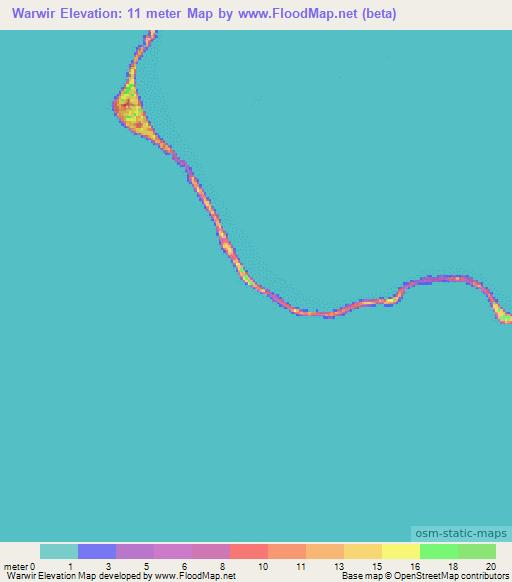 Warwir,Marshall Islands Elevation Map