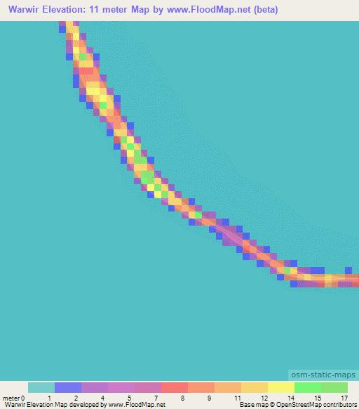 Warwir,Marshall Islands Elevation Map