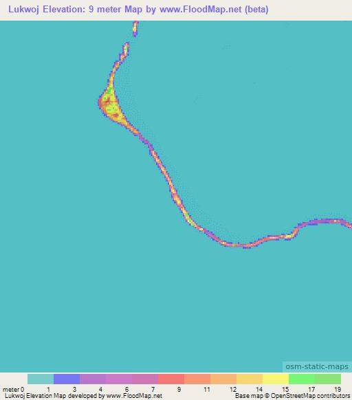 Lukwoj,Marshall Islands Elevation Map