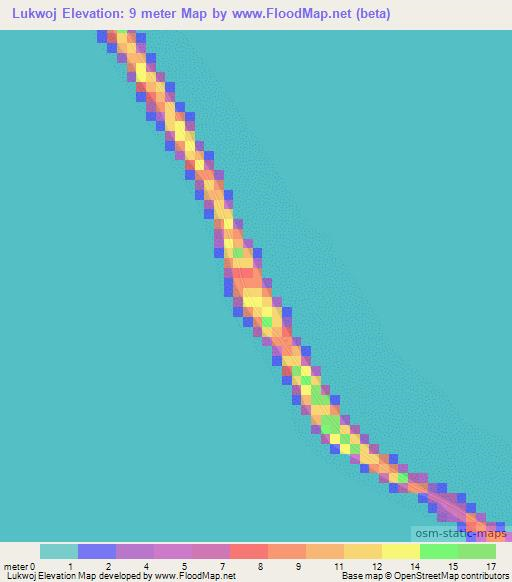 Lukwoj,Marshall Islands Elevation Map