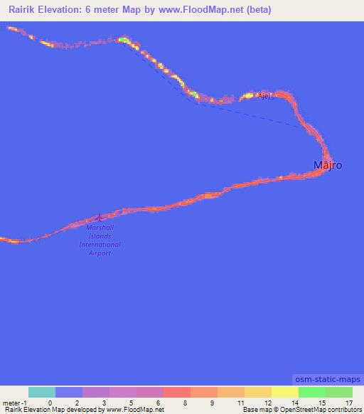 Rairik,Marshall Islands Elevation Map