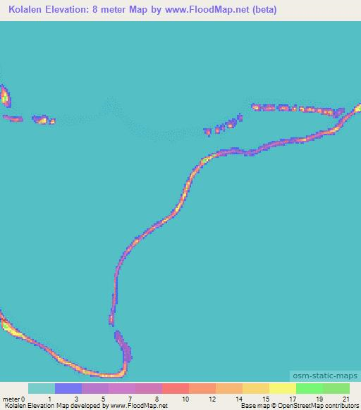 Kolalen,Marshall Islands Elevation Map