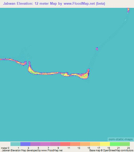 Jabwan,Marshall Islands Elevation Map