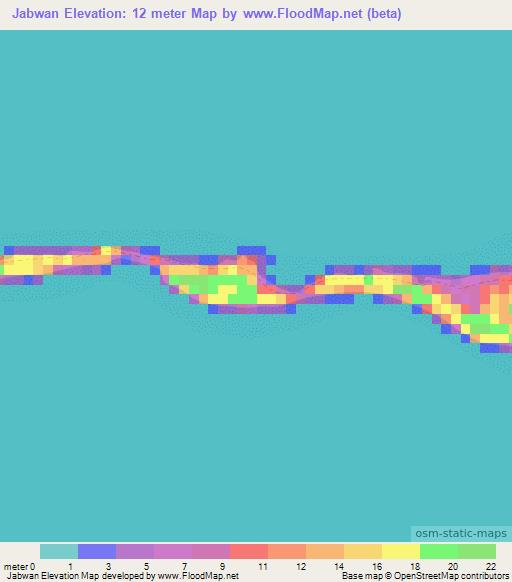 Jabwan,Marshall Islands Elevation Map