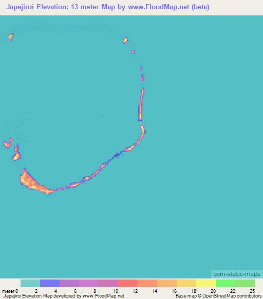 Japejiroi,Marshall Islands Elevation Map