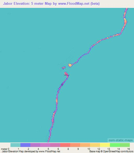 Jabor,Marshall Islands Elevation Map