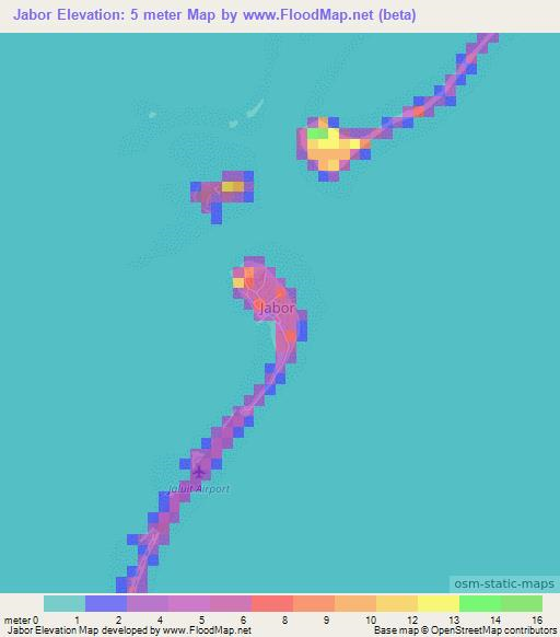 Jabor,Marshall Islands Elevation Map