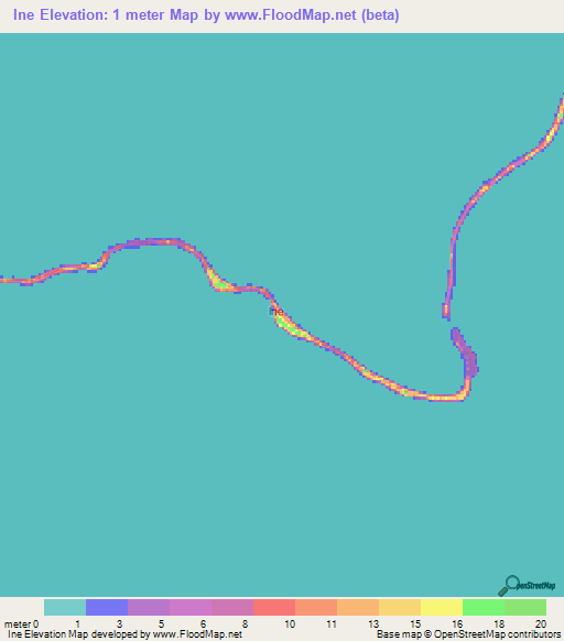 Ine,Marshall Islands Elevation Map