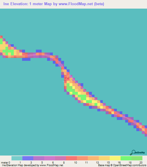 Ine,Marshall Islands Elevation Map