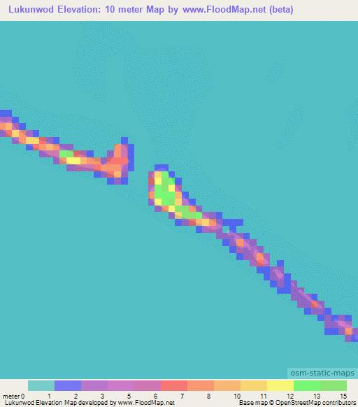 Lukunwod,Marshall Islands Elevation Map