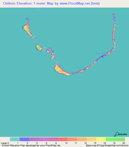 Chittoin,Marshall Islands Elevation Map