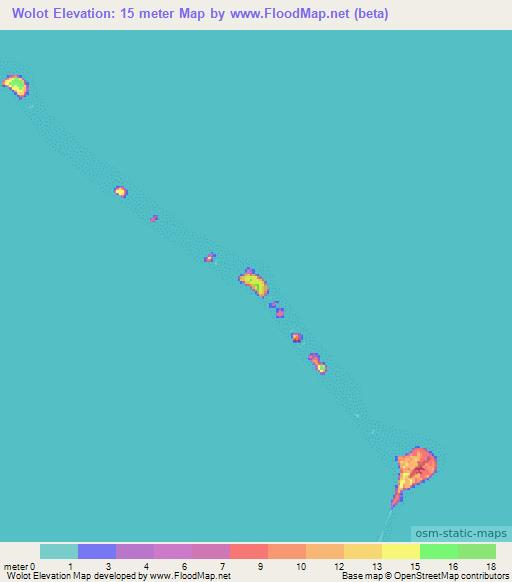 Wolot,Marshall Islands Elevation Map