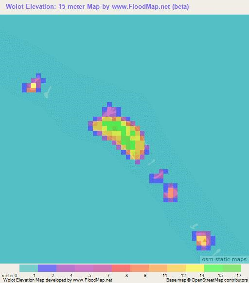 Wolot,Marshall Islands Elevation Map